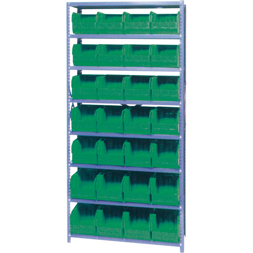 Storage Shelf Unit with Euro Drawer Bins, Steel, Boltless, 800 lbs. Capacity, 36" W x 76" H x 12" D-(Each)