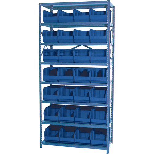 Storage Shelf Unit with Euro Drawer Bins, Steel, Boltless, 800 lbs. Capacity, 36" W x 76" H x 12" D-(Each)