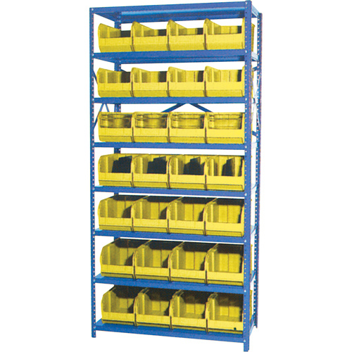 Storage Shelf Unit with Euro Drawer Bins, Steel, Boltless, 800 lbs. Capacity, 36" W x 76" H x 12" D-(Each)