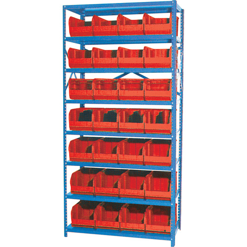 Storage Shelf Unit with Euro Drawer Bins, Steel, Boltless, 800 lbs. Capacity, 36" W x 76" H x 12" D-(Each)