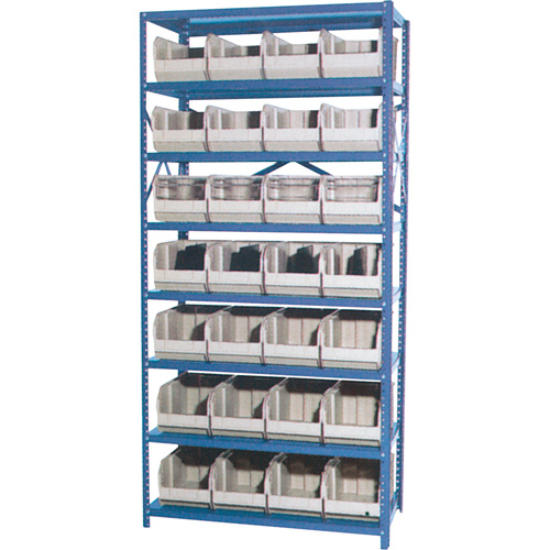 Storage Shelf Unit with Euro Drawer Bins, Steel, Boltless, 800 lbs. Capacity, 36" W x 76" H x 12" D-(Each)