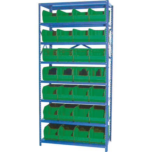 Storage Shelf Unit with Euro Drawer Bins, Steel, Boltless, 800 lbs. Capacity, 36" W x 76" H x 12" D-(Each)