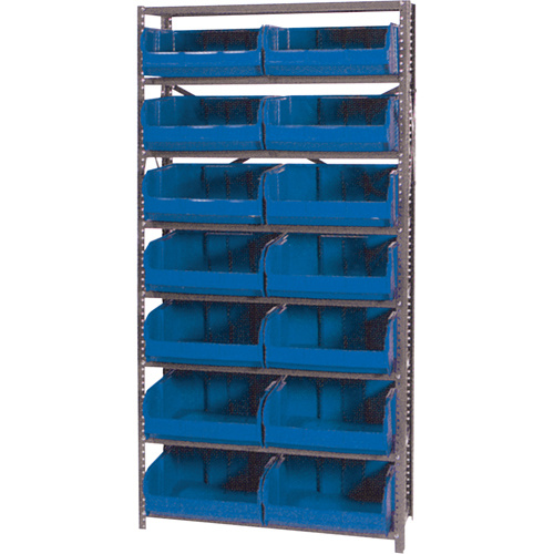 Storage Shelf Unit with Euro Drawer Bins, Steel, Boltless, 800 lbs. Capacity, 36" W x 76" H x 12" D-(Each)