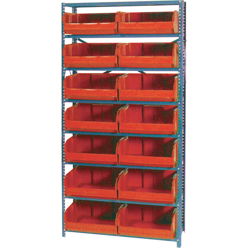 Storage Shelf Unit with Euro Drawer Bins, Steel, Boltless, 800 lbs. Capacity, 36" W x 76" H x 12" D-(Each)
