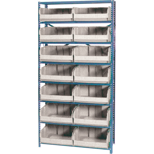 Storage Shelf Unit with Euro Drawer Bins, Steel, Boltless, 800 lbs. Capacity, 36" W x 76" H x 12" D-(Each)