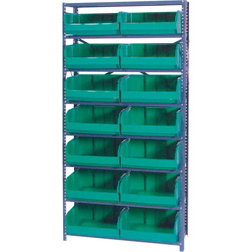 Storage Shelf Unit with Euro Drawer Bins, Steel, Boltless, 800 lbs. Capacity, 36" W x 76" H x 12" D-(Each)