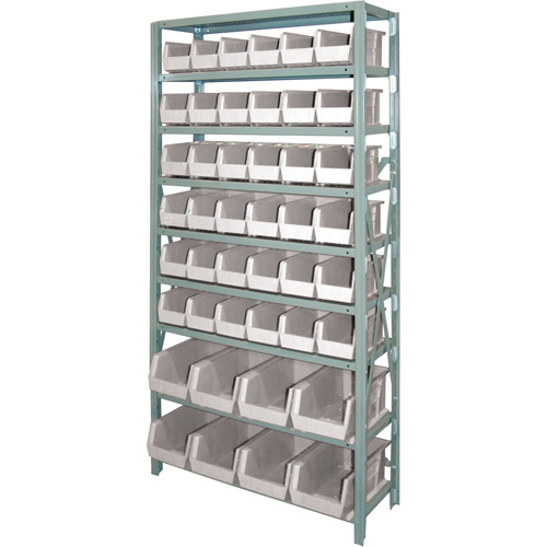 Storage Shelf Unit with Stacking Bins, Steel, Boltless, 800 lbs. Capacity, 36" W x 76" H x 12" D-(Each)