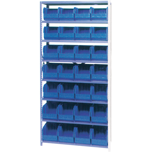 Storage Shelf Unit with Stacking Bins, Steel, Boltless, 800 lbs. Capacity, 36" W x 76" H x 12" D-(Each)