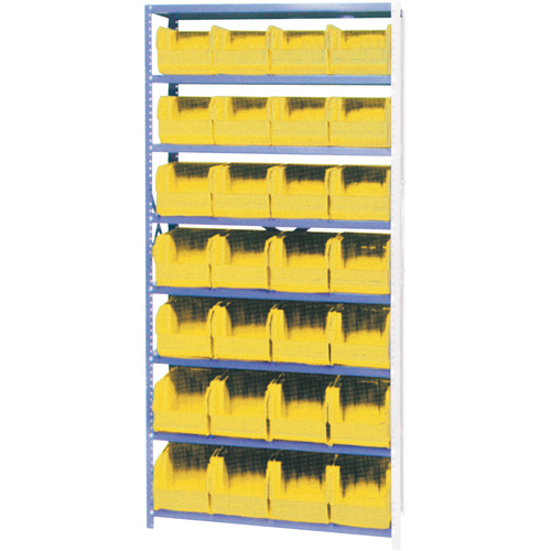 Storage Shelf Unit with Stacking Bins, Steel, Boltless, 800 lbs. Capacity, 36" W x 76" H x 12" D-(Each)