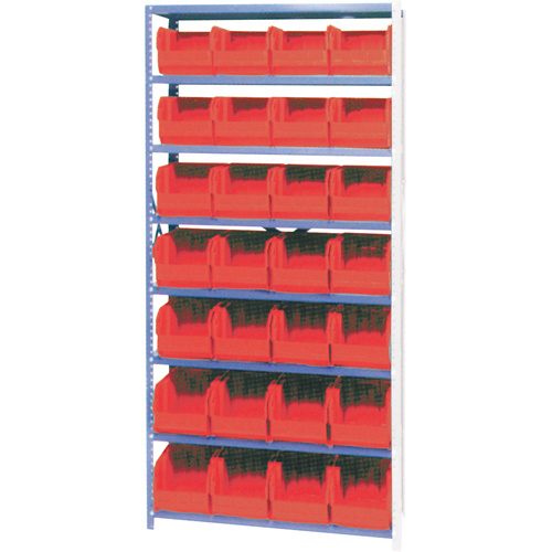 Storage Shelf Unit with Stacking Bins, Steel, Boltless, 800 lbs. Capacity, 36" W x 76" H x 12" D-(Each)