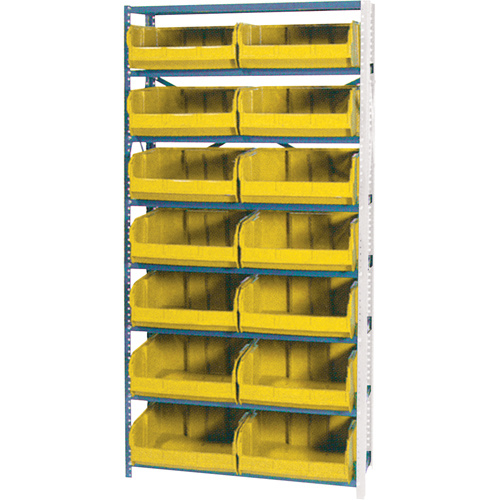 Storage Shelf Unit with Stacking Bins, Steel, Boltless, 800 lbs. Capacity, 36" W x 76" H x 12" D-(Each)