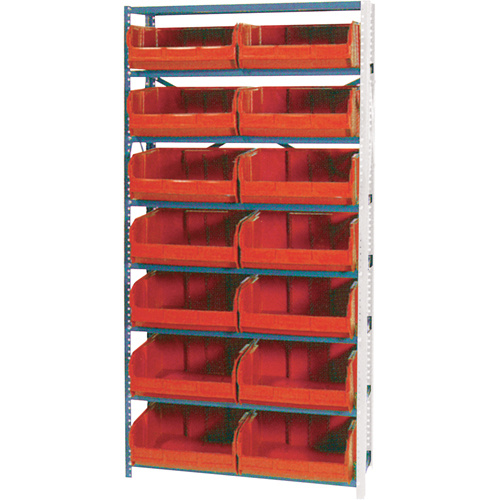 Storage Shelf Unit with Stacking Bins, Steel, Boltless, 800 lbs. Capacity, 36" W x 76" H x 12" D-(Each)