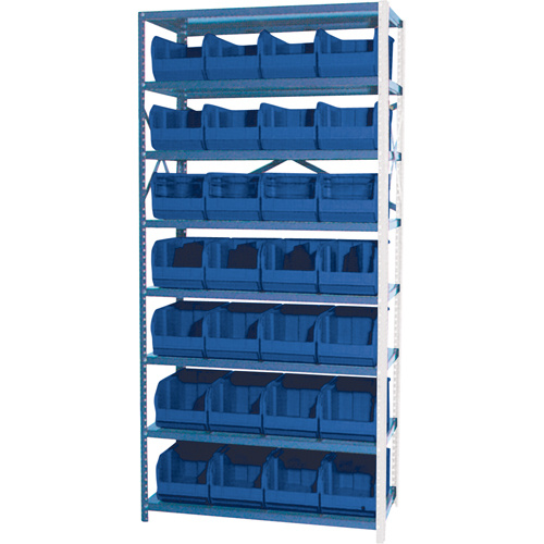 Storage Shelf Unit with Stacking Bins, Steel, Boltless, 800 lbs. Capacity, 36" W x 76" H x 12" D-(Each)
