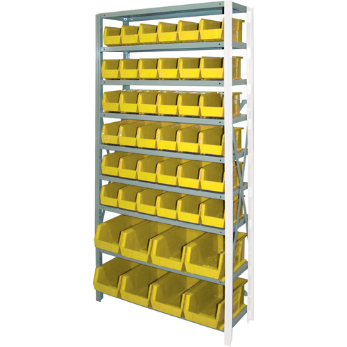 Storage Shelf Unit with Stacking Bins, Steel, Boltless, 800 lbs. Capacity, 36" W x 76" H x 12" D-(Each)