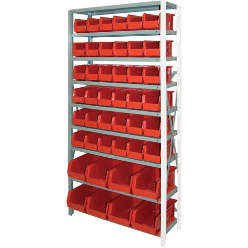 Storage Shelf Unit with Stacking Bins, Steel, Boltless, 800 lbs. Capacity, 36" W x 76" H x 12" D-(Each)