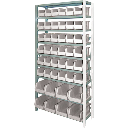 Storage Shelf Unit with Stacking Bins, Steel, Boltless, 800 lbs. Capacity, 36" W x 76" H x 12" D-(Each)