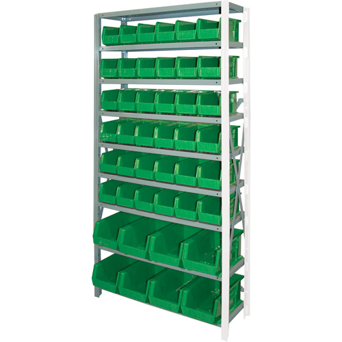Storage Shelf Unit with Stacking Bins, Steel, Boltless, 800 lbs. Capacity, 36" W x 76" H x 12" D-(Each)