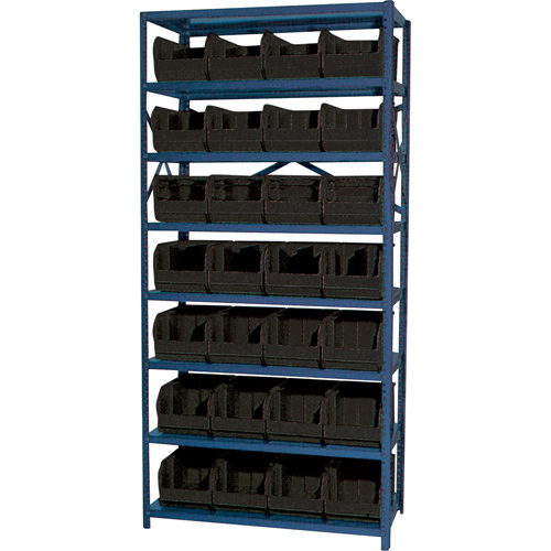 Storage Shelf Unit with Stacking Bins, Steel, Boltless, 800 lbs. Capacity, 36" W x 76" H x 12" D-(Each)