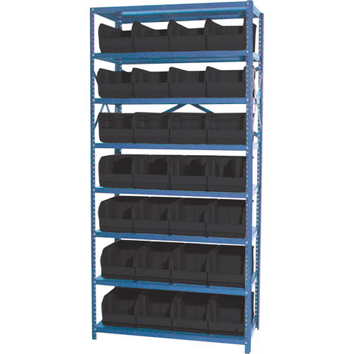 Storage Shelf Unit with Stacking Bins, Steel, Boltless, 800 lbs. Capacity, 36" W x 76" H x 12" D-(Each)