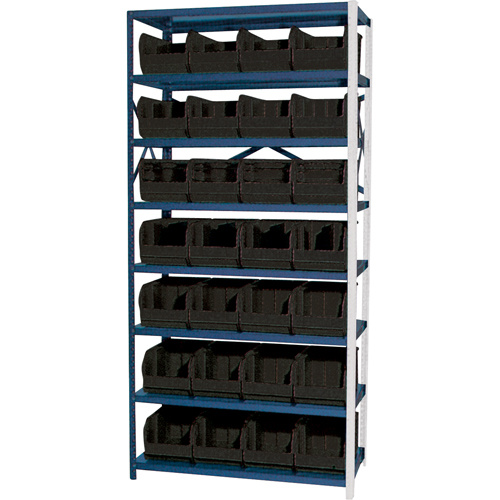 Storage Shelf Unit with Stacking Bins, Steel, Boltless, 800 lbs. Capacity, 36" W x 76" H x 12" D-(Each)