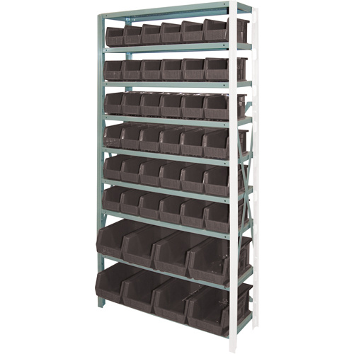 Storage Shelf Unit with Stacking Bins, Steel, Boltless, 800 lbs. Capacity, 36" W x 76" H x 12" D-(Each)