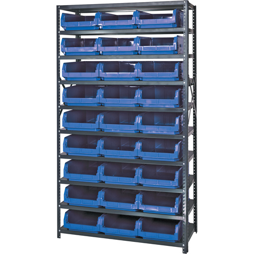 Shelving Unit with Stacking Bins, Steel, Boltless, 650 lbs. Capacity, 42" W x 76" H x 18" D-(Each)