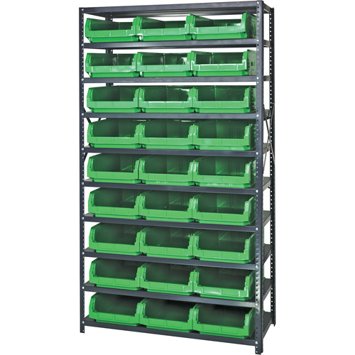 Shelving Unit with Stacking Bins, Steel, Boltless, 650 lbs. Capacity, 42" W x 76" H x 18" D-(Each)