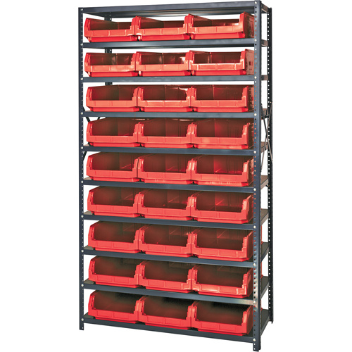 Shelving Unit with Stacking Bins, Steel, Boltless, 650 lbs. Capacity, 42" W x 76" H x 18" D-(Each)
