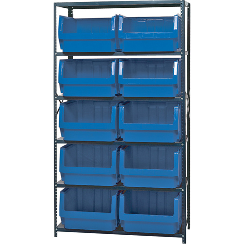 Shelving Unit with Stacking Bins, Steel, Boltless, 650 lbs. Capacity, 42" W x 18" D-(Each)