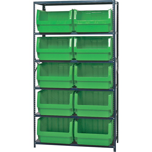 Shelving Unit with Stacking Bins, Steel, Boltless, 650 lbs. Capacity, 42" W x 18" D-(Each)