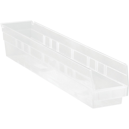 Quantum Storage System QSB105CL Shelf Bins Shelf Bins, 4-1/8" W x 4" H x 23-5/8" D, Clear, 50 lbs. Capacity - Each