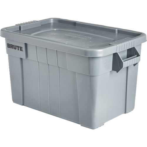 Rubbermaid FG9S3100GRAY Brute Storage Tote with Lid Brute Storage Tote with Lid, 27.88” D x 17.38” W x 15.13” H, 160 lbs. Capacity, Grey - Each