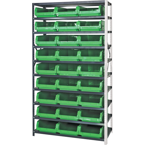 Quantum Storage System Shelving Unit with Stacking Bins Shelving Unit with Stacking Bins, Steel, Magnum Bin, 650 lbs. Capacity, 42" W x 76" H - Each