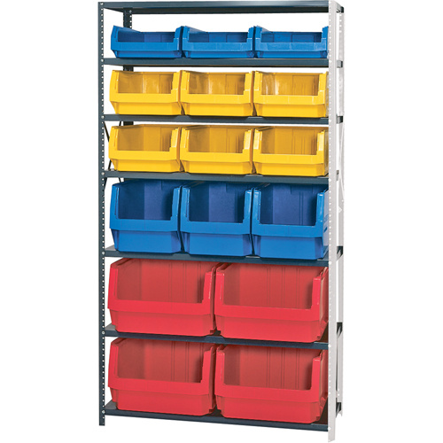 Quantum Storage System Shelving Unit with Stacking Bins Shelving Unit with Stacking Bins, Steel, Magnum Bin, 650 lbs. Capacity, 42" W x 76" H - Each