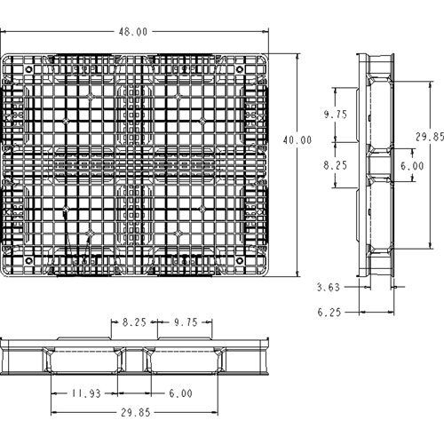 Orbis 4969187 RackoCell Plastic Pallet RackoCell Plastic Pallet, 4-Way Entry, 48" L x 40" W x 6-1/3" H - Each