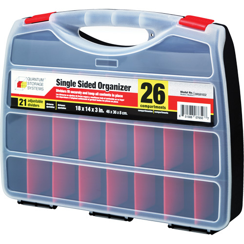 Quantum Storage System ORG81832 Plastic Compartment Box Plastic Compartment Box, 14" W x 18" D x 3" H, 26 Compartments - Each