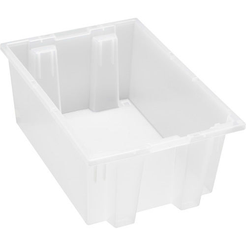 Quantum Storage System SNT200CL Heavy-Duty Stack & Nest Tote Heavy-Duty Stack & Nest Tote, 8" x 13.5" x 19.5", Clear - Each