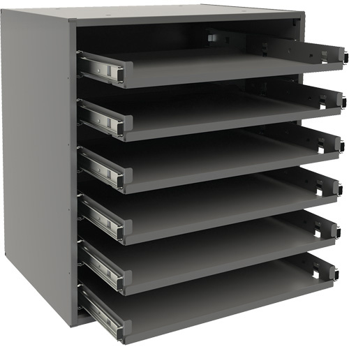Durham Manufacturing 308B-95 Small Bearing Slide Rack, Steel, 6 Slots, 15-9/16" W x 11-7/8" D x 16-3/8" H, Grey-(Each)