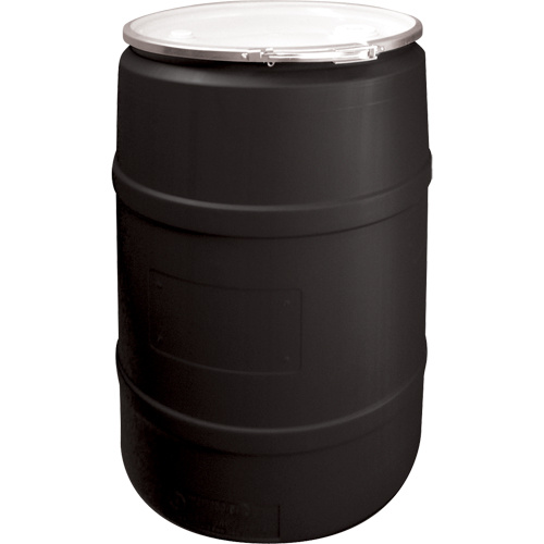 Mauser Packaging NDLOP0045 Polyethylene Drums, 55 US gal (45 imp. gal.), Open Top, Black-(Each)