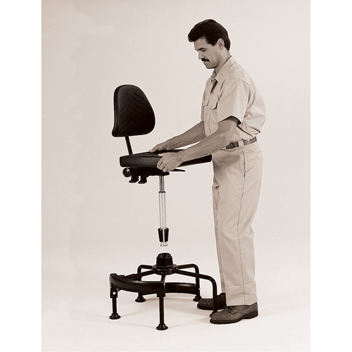 Safco 5120 Industrial Stool Industrial Stool, Stationary, Adjustable, 38" - 45", Polyurethane Seat, Black - Each