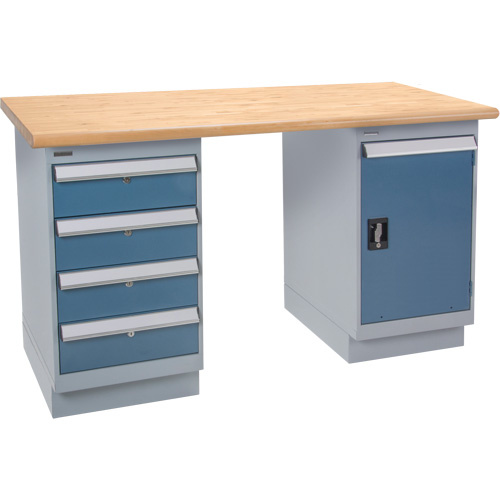 KLETON Heavy-Duty Workbench Heavy-Duty Workbench, Door & Drawers, 1500 lbs. Cap., 60" W x 24" D, 34" H - Each