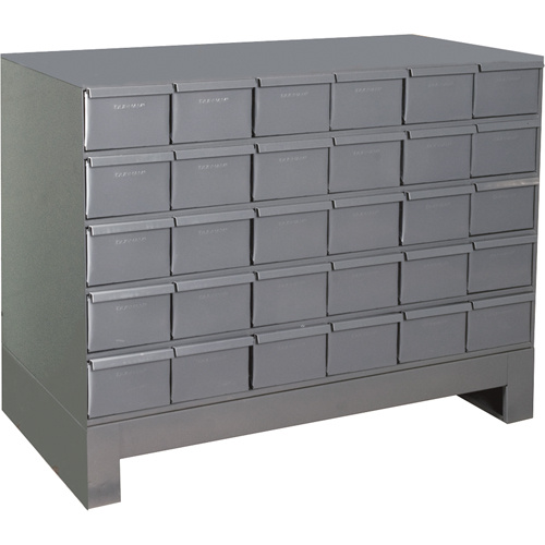 Durham Manufacturing 024-95 Industrial Drawer Cabinets With Base, 30 Drawers, 34-1/8" W x 12-1/4" D x 26-7/8" H, Grey-(Each)