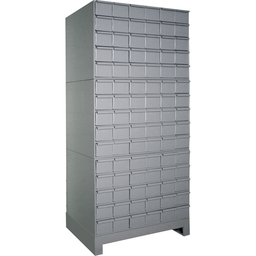 Durham Manufacturing 026-95 Industrial Drawer Cabinets With Base, 90 Drawers, 34-1/8" W x 12-1/4" D x 69-1/8" H, Grey-(Each)