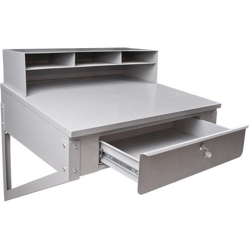 KLETON Wall-Mounted Shop Desk Wall-Mounted Shop Desk, 34-1/2" W x 28" D x 31" H, Grey - Each