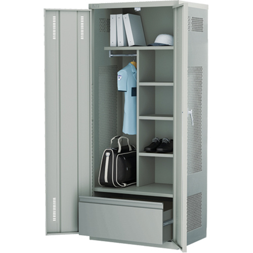 Deluxe Gear Locker, Steel, 36" W x 24" D x 72" H, Grey-(Each)