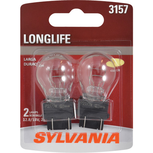 Sylvania 30240 3157 Long Life Mini Automotive Bulb 3157 Long Life Mini Automotive Bulb, Incandescent, 26.9 W/8.3 W, Off White - Pack of 2