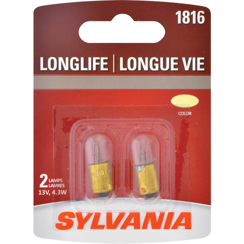 Sylvania 30213 1816 Long Life Mini Automotive Bulb 1816 Long Life Mini Automotive Bulb, Incandescent, 4.29 W, Off White - Pack of 2