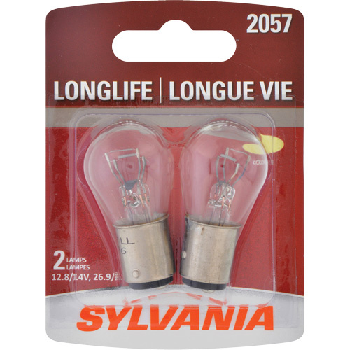 Sylvania 30186 2057 Long Life Mini Automotive Bulb 2057 Long Life Mini Automotive Bulb, Incandescent, 26.9 W, Off White - Pack of 2