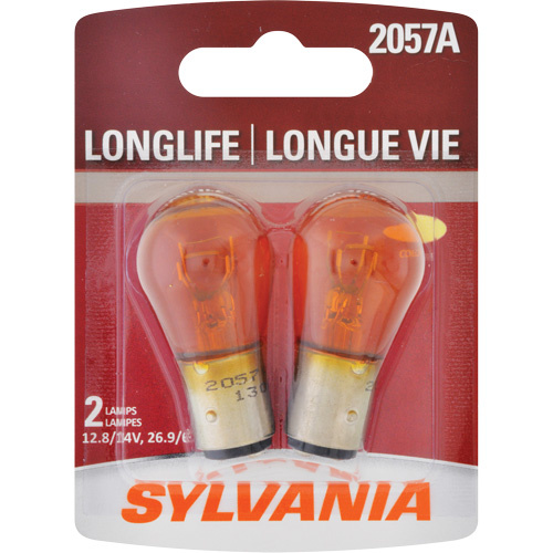 Sylvania 30193 2057 Long Life Mini Automotive Bulb 2057 Long Life Mini Automotive Bulb, Incandescent, 26.9 W, Amber - Pack of 2