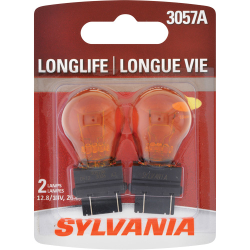 Sylvania 30152 3057A Long Life Mini Bulb 3057A Long Life Mini Bulb, Incandescent, 26.9 W/6.7 W, Amber - Pack of 2